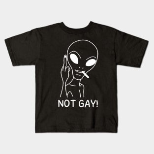 not gay - alien giving middle finger Kids T-Shirt